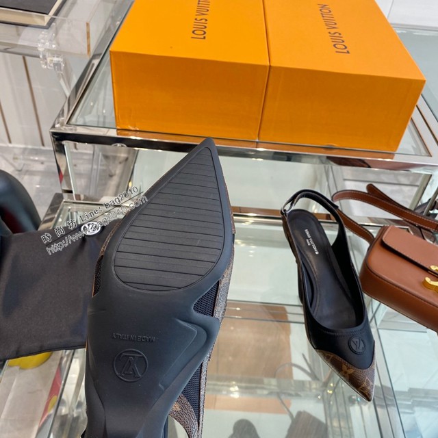 LV路易威登2022專櫃新款爆款拼色女士單皮鞋涼鞋尖頭單鞋 dx2990